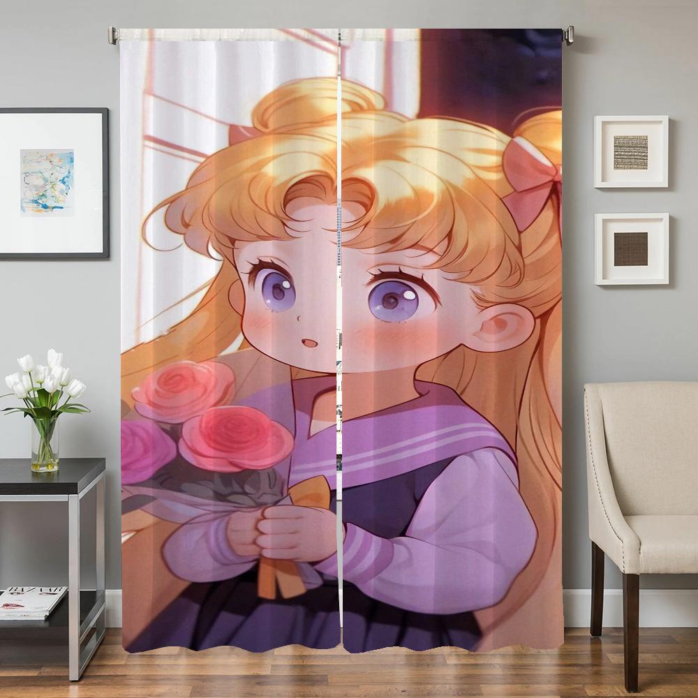 Window Kitchen Curtains for Living Room 2 Pieces Blackout Curtains Door Curtain S-sailor Moon-n Partition Bedroom Decoration