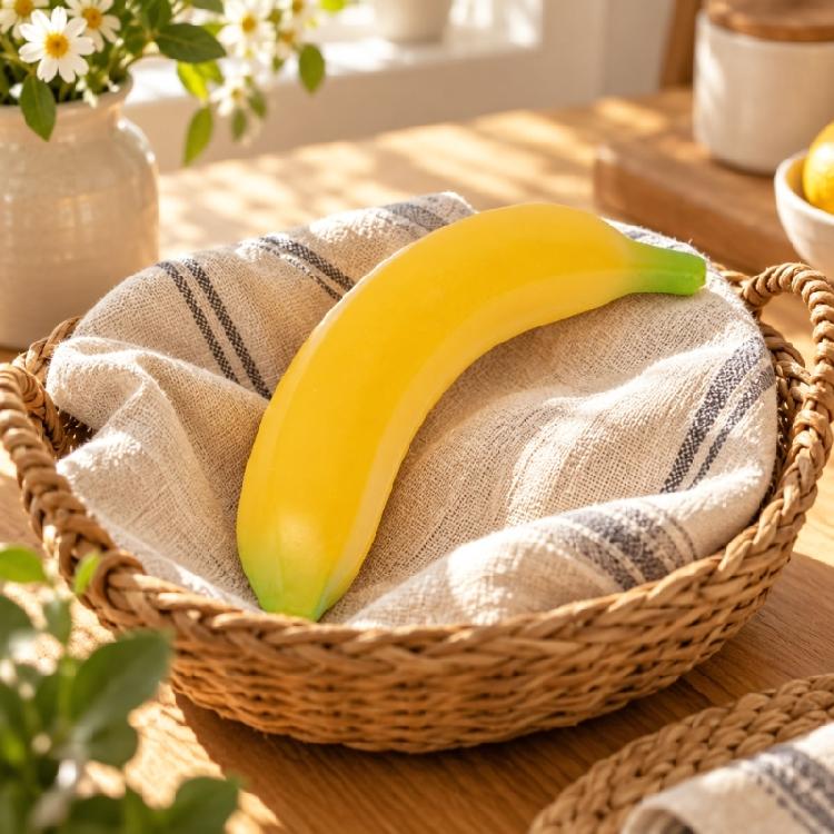 Künstliche Frucht Bananenmodell mit natürlich aussehender gelber Form für Haushalt, Party-Tischdekorationen und Einzelhandels-Arrangements