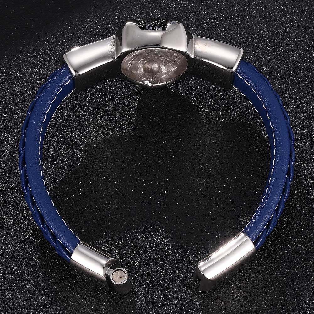 New Punk Leather Bracelet Men Jewelry Stainless Steel Clasp Bracelets Bangles Fashion Boyfriend Gift