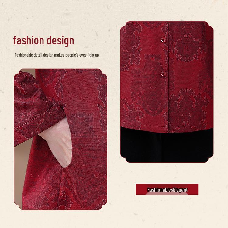 Loose Long-Sleeve Shirt for Elderly Women - Spring/Fall Wear for 60s-70s Grandma, Mother-in-law, or Mom