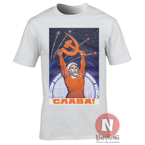 Soviet Space Astronaut Propaganda Poster Retro Hipster Cool Design TShirt Tee S