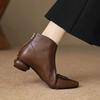 Fashion Block Heel Booties Women Winter Retro Style Metal Round Toe Fashion Boots New Chelsea Boots