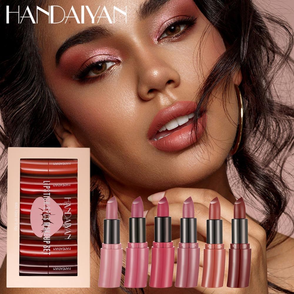 HANDAIYAN Arc-förmiges Lippenstift-Make-up Natürliches Lip Gloss Matte Long Lipgloss Echtes Set