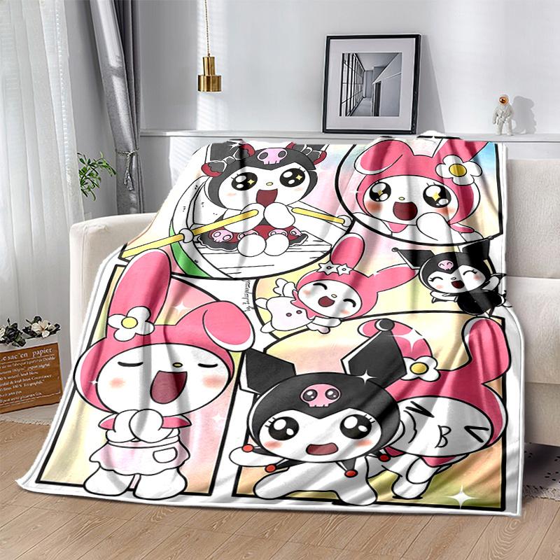 1pc Kuromi and Friends Soft Throw Blanket, Decorative Blanket, Living Room, Travel, Camping, Car Blankets, Beach, Office Naps, Perfect Gift for Birthd