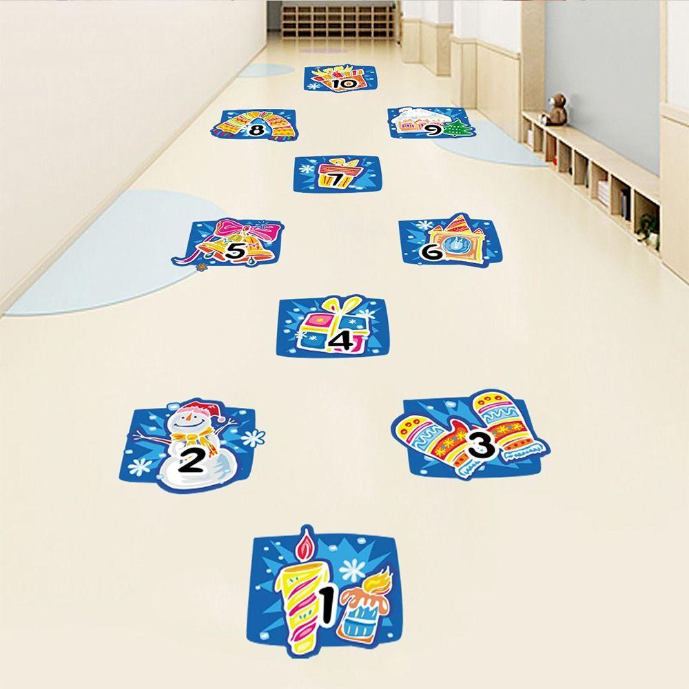 PVC Cartoon Number Grids Multicolor Wall Art Creative Flooring Decals  Home Decoration