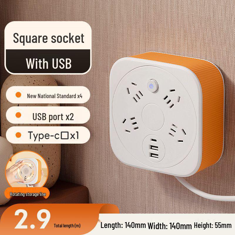 Multi-Socket USB Power Strip with Night Light for Home Use