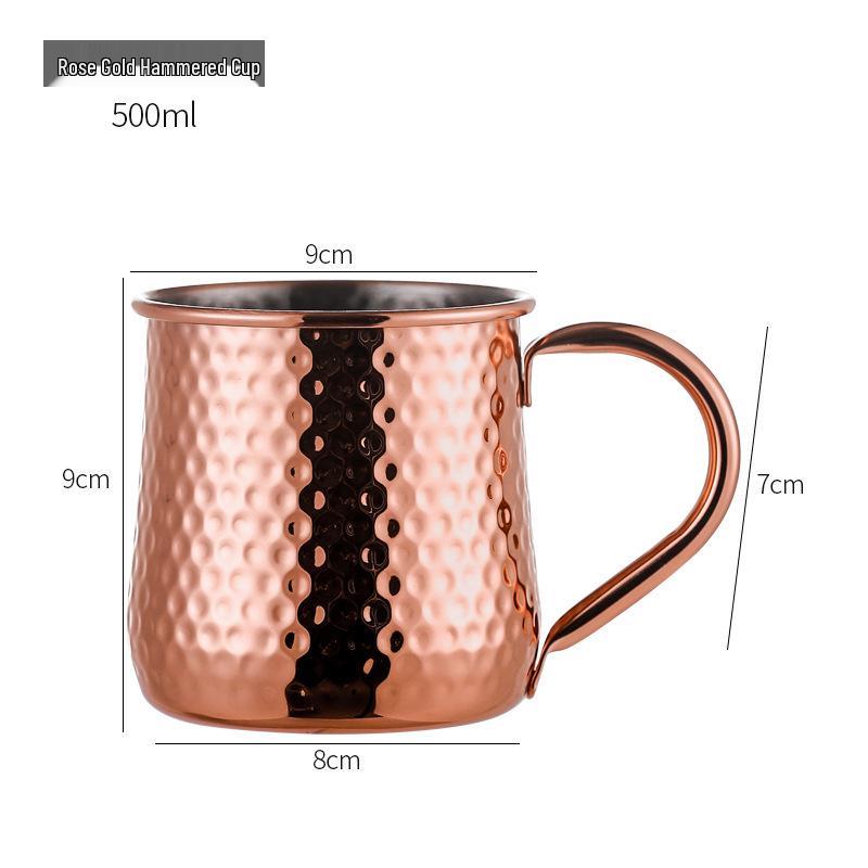 Kupferbeschichteter Moscow Mule Becher, 304 Edelstahl, Gehämmertes Design, Wein- & Cocktailglas