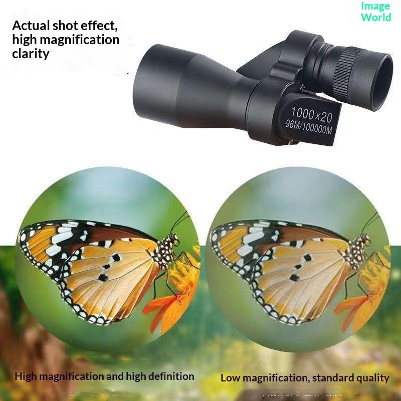 1000X20 Mini Pocket Monocular Clear Hd View Lightweight Outdoor Portable Gear Essential Equipment For Hiking Camping Travel