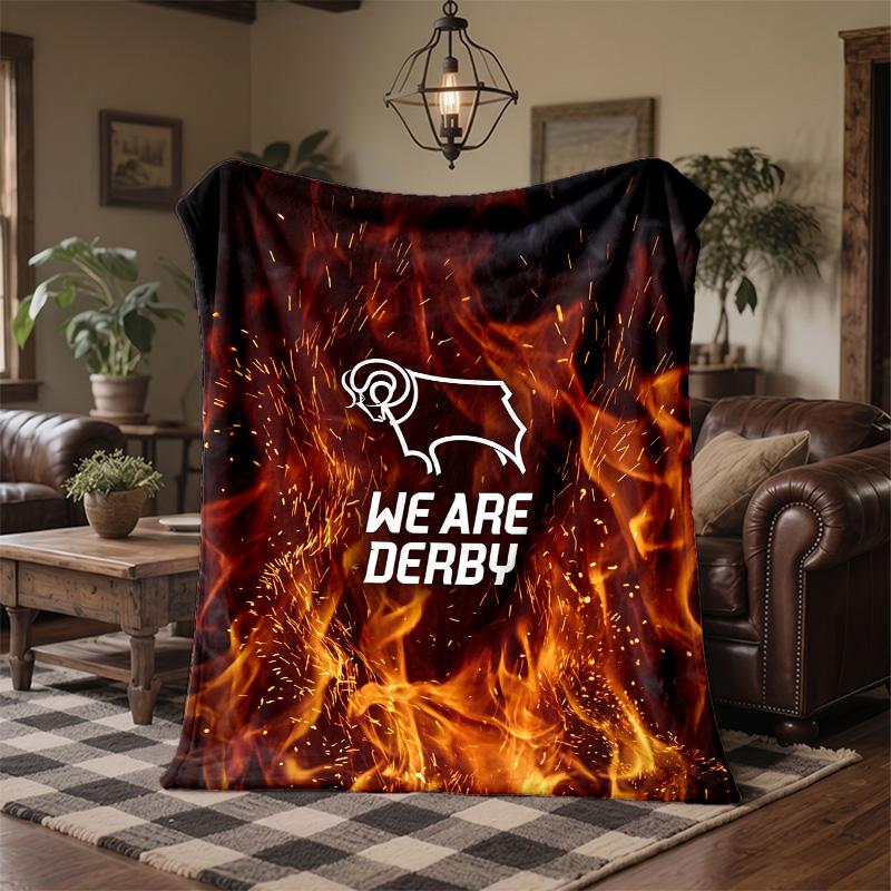 Derby County Football Print Flannel Blanket Soft Warm Sofa Bed Throw Blanket For Home Office Bedroom