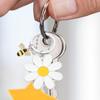Cute White Daisy Keychain Enamel Crystal Bee Metal Keychains Pendant Purse Bag Decoration for Camping, Business Trips