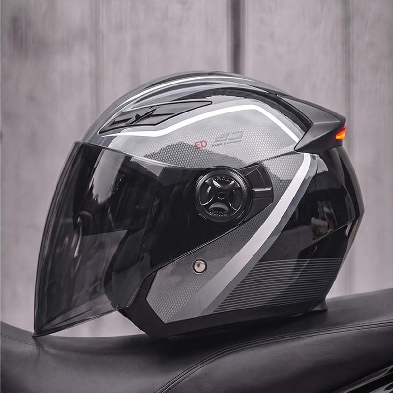 AD 3/4 Motorcycle Helmet Men Women 3C Certified Half Face With LED Light Commuting All Season