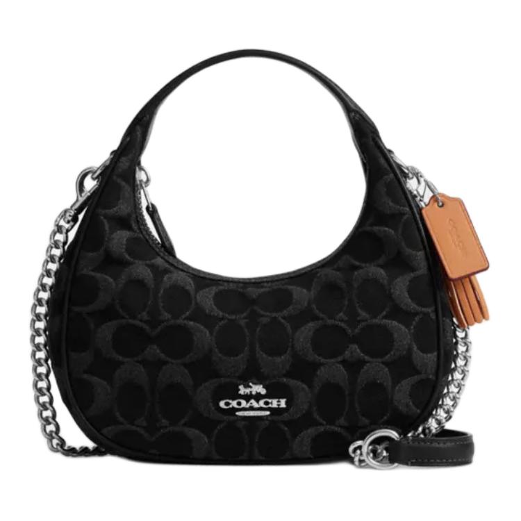 

Coach Carmen 19 Zipper Closure Denim Handbag Small Women handbags Black CCZ47-SVDTV Basic Set (Bag+Dust Bag)