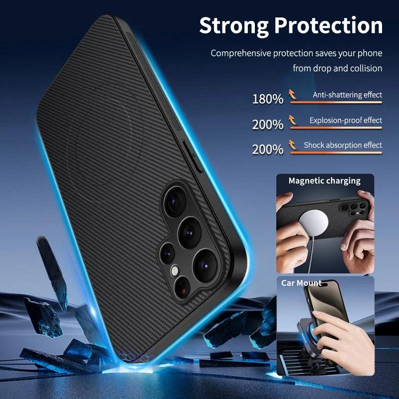 Magnetic Silicone Case For Samsung Galaxy S23 FE S25 Edge S22 S20 Plus S21 S24 Ultra Wireless Charging Soft Cover Phone Cases