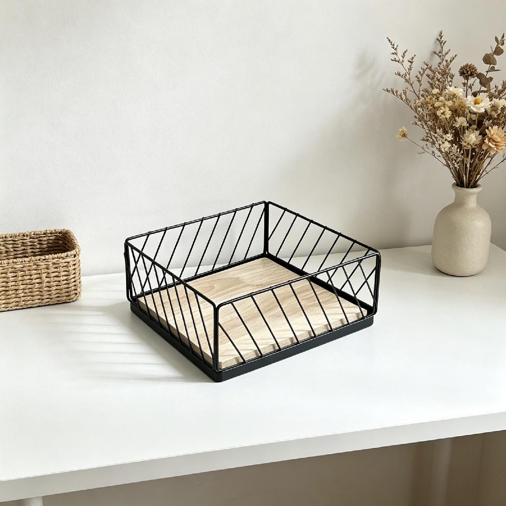 Iron Napkin Holder With Geometric Design For Dining Room And Cafe Decor