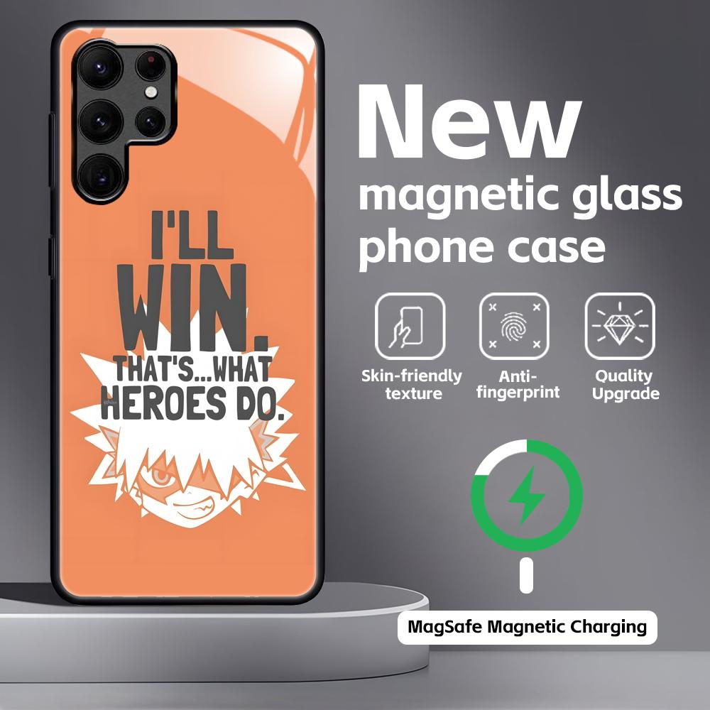 

Deku My Hero Academia Phone Case For Samsung S25 S24 S23 S22 S21 S20 Plus Ultra Note20 Glass Magnetic Case Samsung S20 FE