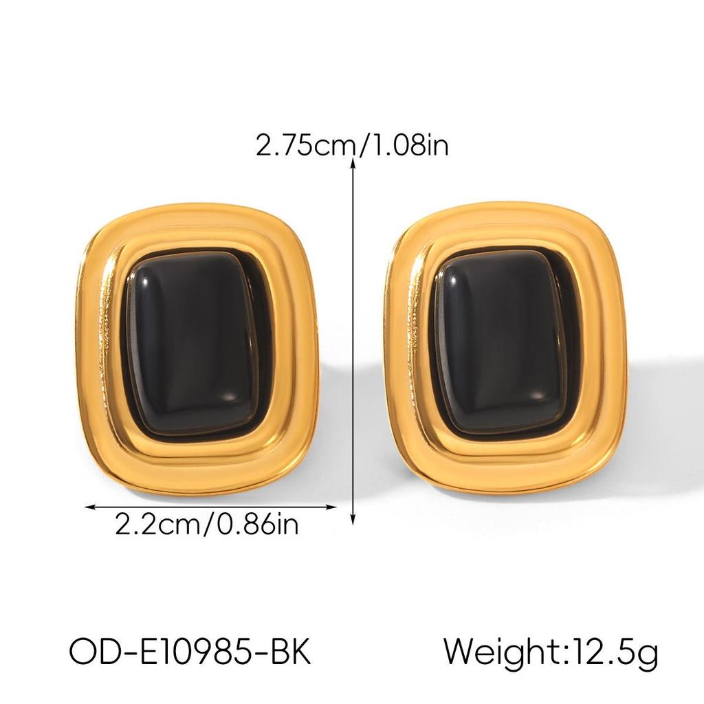 Retro Edelstahl 18k Gold Ohrringe: Nicht verblassende Titan-Ohrstecker, INS-Stil Leichter Luxusschmuck für Frauen