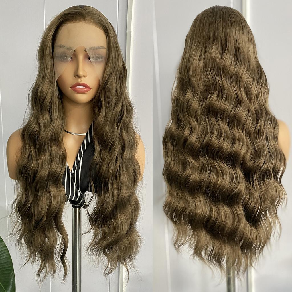 AIMEYA Platinum Blonde Lace Front Wig for Women Girls Long Body Wave Heat Resistant Synthetic Lace Wigs Daily Use Cosplay Party