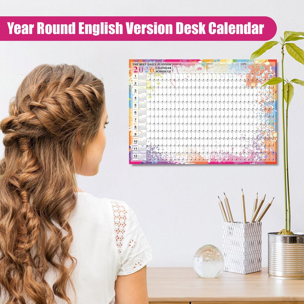 Year Round English Version Desk Calendar Tabletop And Wall Calendar, Creative And Minimalist Planner