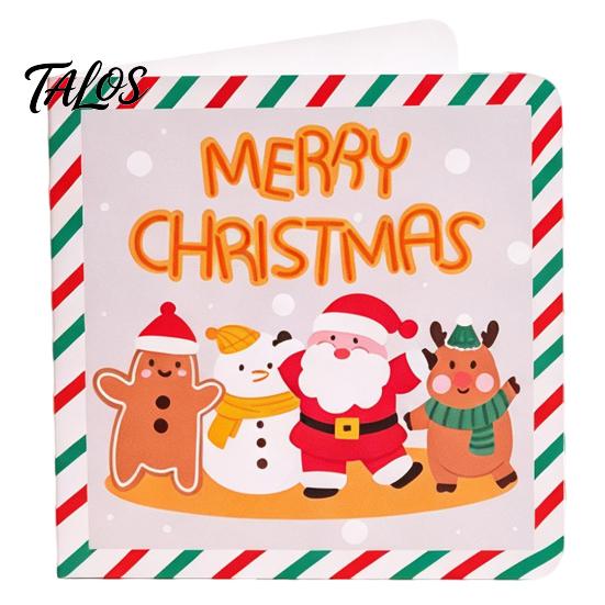 Xmas Message Cards 10Pcs Merry Christmas Greeting Set, Folding Cartoon Blank Note Cards, Festive Blessing for Holiday Gift