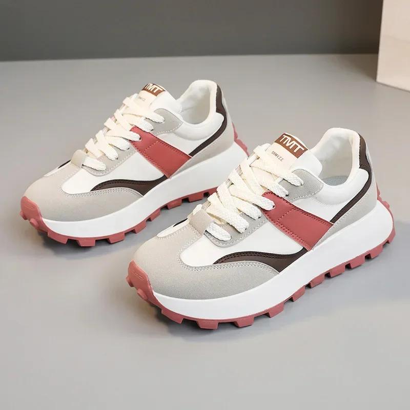 Dámské vulkanizované boty Jarní Nové Ležérní Patchworkové Tenisky Dámské Ležérní Módní Prodyšné Boty Odolné proti Opotřebení s Tlustou Podrážkou