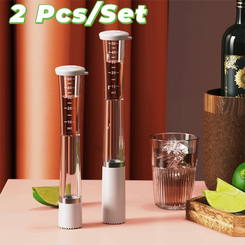 2 Stück 2 in 1 Bar Barkeeper Eisstößel Lebensmittelgeeigneter Silikondeckel mit Skala Eisbrecherhammer Kunststoff Saftstößel Kneipe