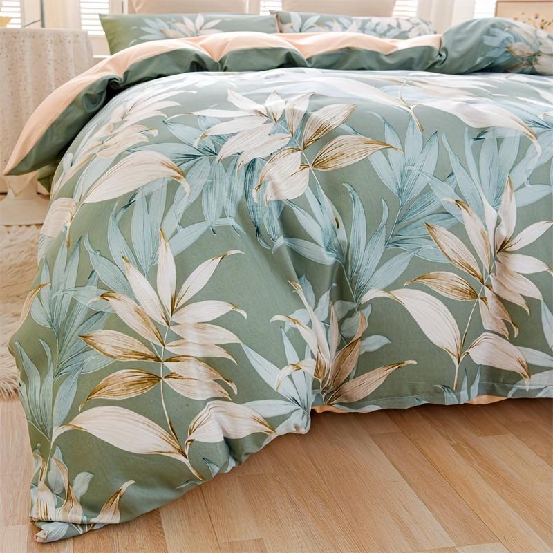 3pcs Duvet Covers  Size  Green Palm Leaf Fern Plant   Hawaiian Plant  Farmhouse Botanical Bedding Set Soft pillowcases*2