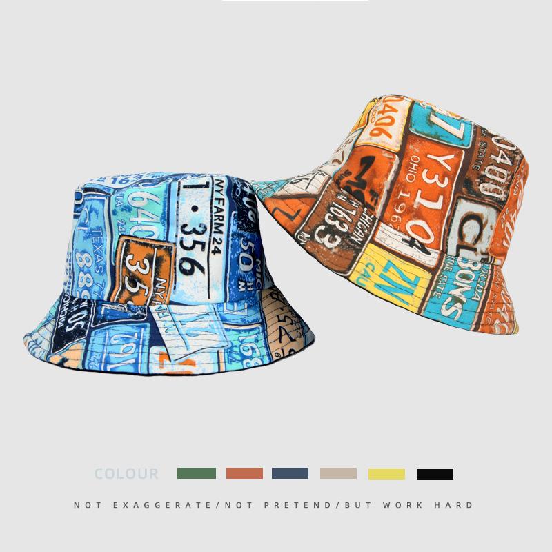 Reversible Street Fashion Hip Hop Print Bucket Hat with Sun Protection for Men & Women