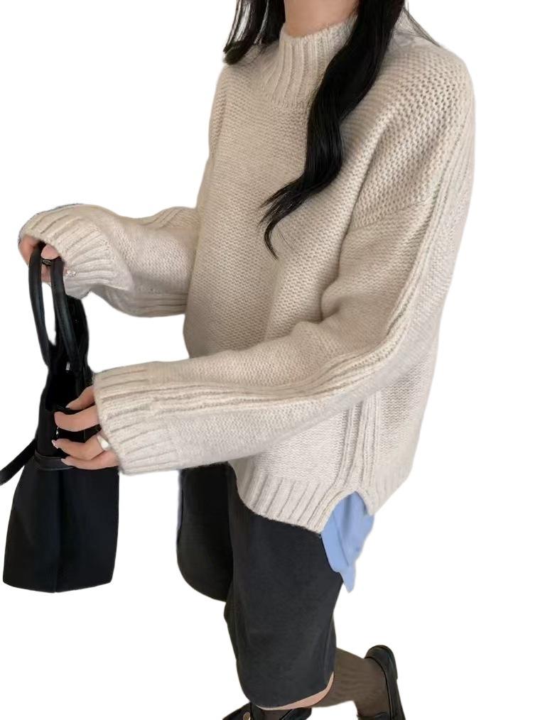 Women's Thick Pure Wool Turtleneck Sweater - Autumn/Winter Loose Knit Cashmere Style