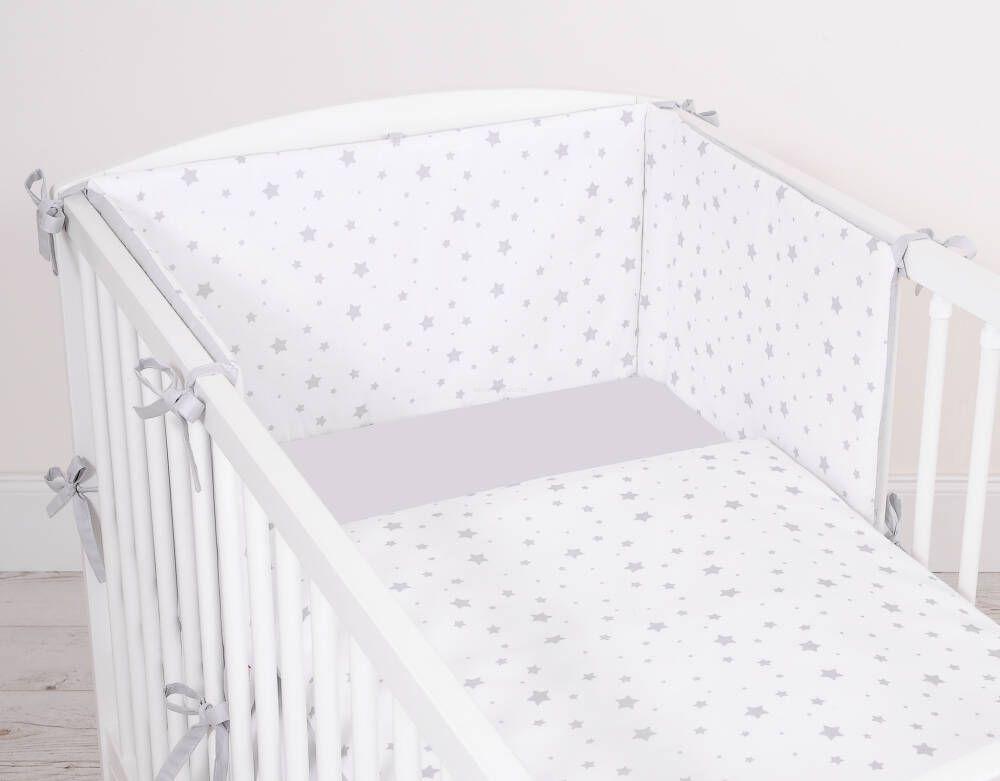 Double-sided 2-piece Cotton Children's Bedding Set - Mini Gray Stars On a White Background/gray