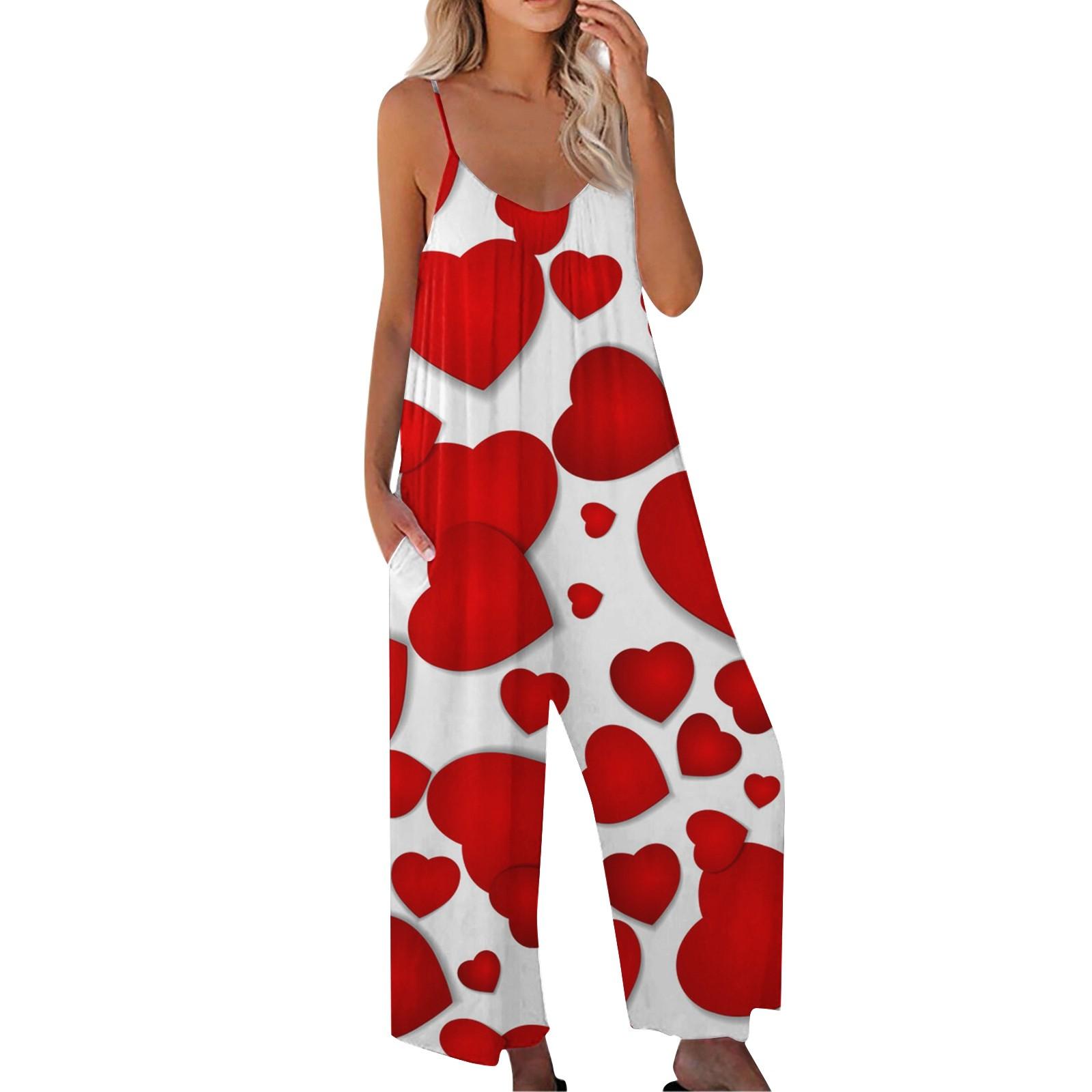 

Женский комбинезон Женский модный повседневный свободный комбинезон с лямками на спине ко Дню святого Валентина XL киноварь