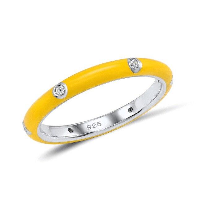 Small Fresh Colorful Rainbow CZ Eternity Stackable Fashion Ring For Ladies Wedding Party Engagement Birthday Jewelry Gift