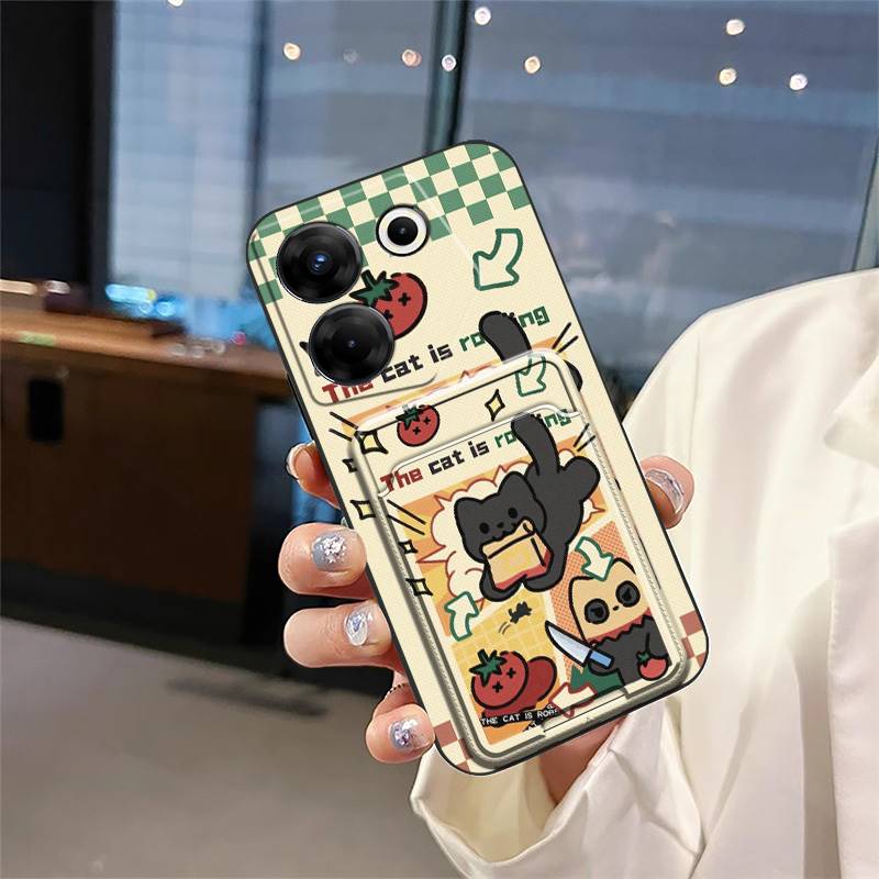 TPU Card Slot Phone Case For Tecno Camon20 Pro 5G/CK8n Fashion Design Cute Graffiti Cover Shockproof Silicone Cartoon