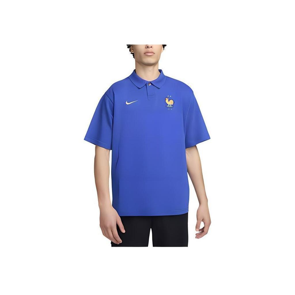 Nike Fff Logo Animal Embroidery Pattern Comfortable Casual Short Sleeve Polo Shirt Men Polo Shirts Bright-Blue FZ5890-452