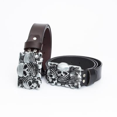 Rindsleder Gürtel, Lässig, Punk Totenkopf Persönlichkeit Herren Trend Klassischer Gürtel Herren