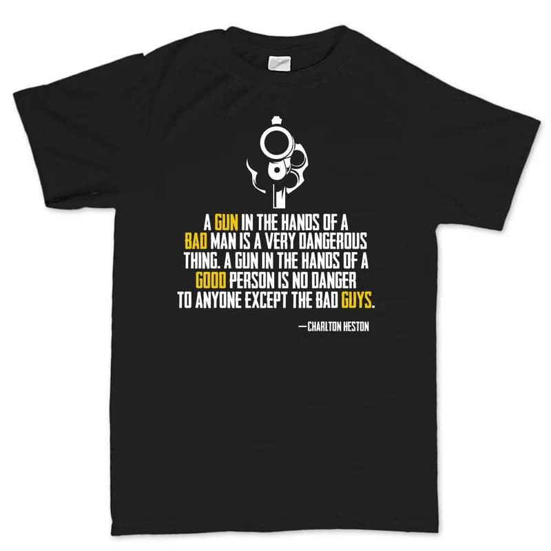 

Black Cotton T Shirt Unisexs Classic Streetwear Style Gun Quote Graphic Print Fitness Muscle Cool Hip Hop Tees M