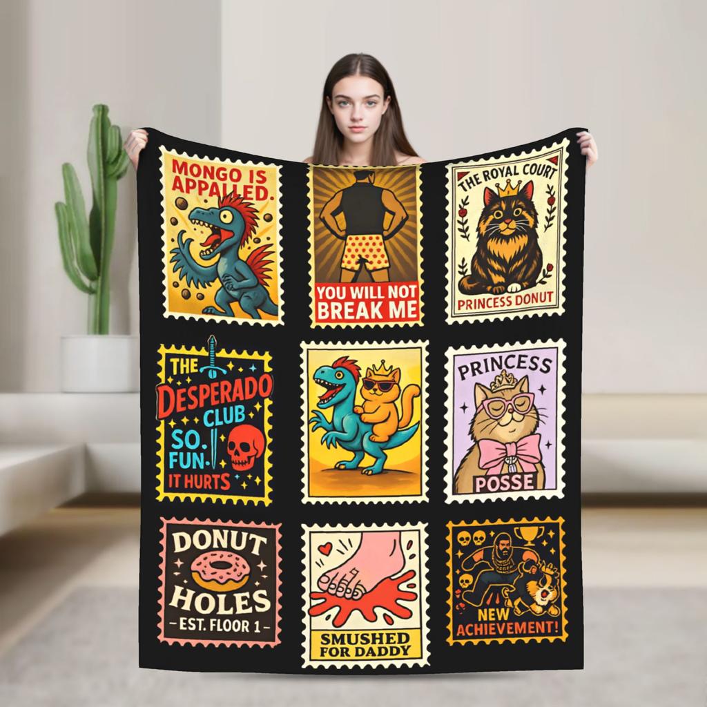Dungeon crawler carl Princess Donut and Mongo Poster Soft Blanket For Couch Bed Funny Throw Blanket Spring Flannel Bedspread