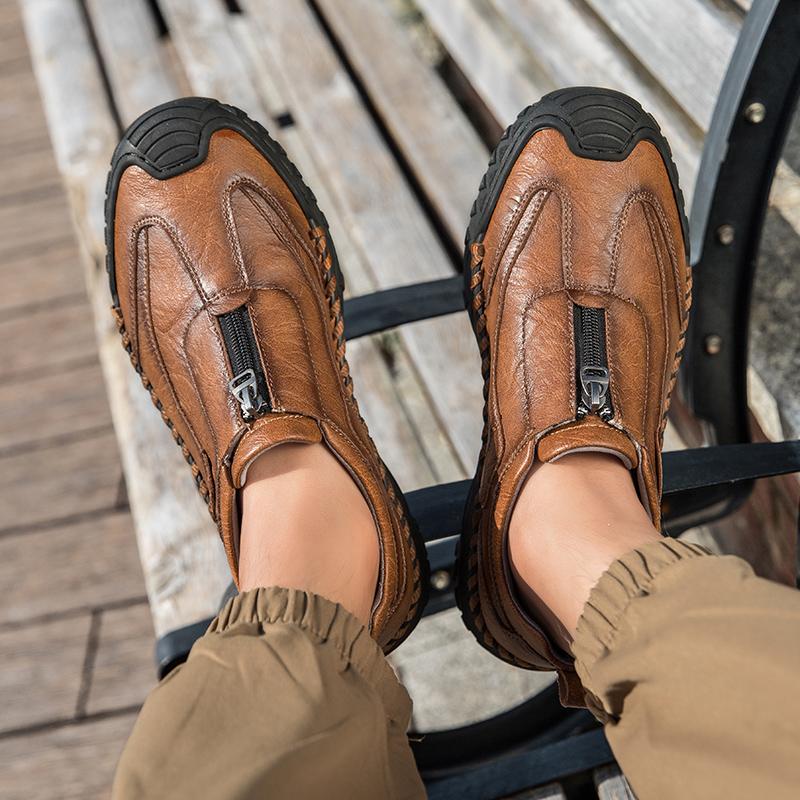 39-48 Men's Leather Casual Shoes Handmade Soft Working Boots Leather Ankle Boots Large Size Driving Moccasins Boots