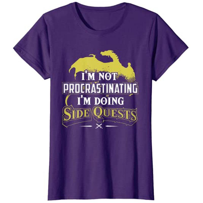Im Not Procrastinating Im Doing Side Quests RPG Gamer TShirt Y2k Vindeo Game Graphic Saying Tee Novelty Gift Boys Fashion