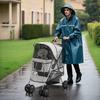 Folding Dog Stroller with Rain Cover, Swivel Wheels and Brakes, Grey