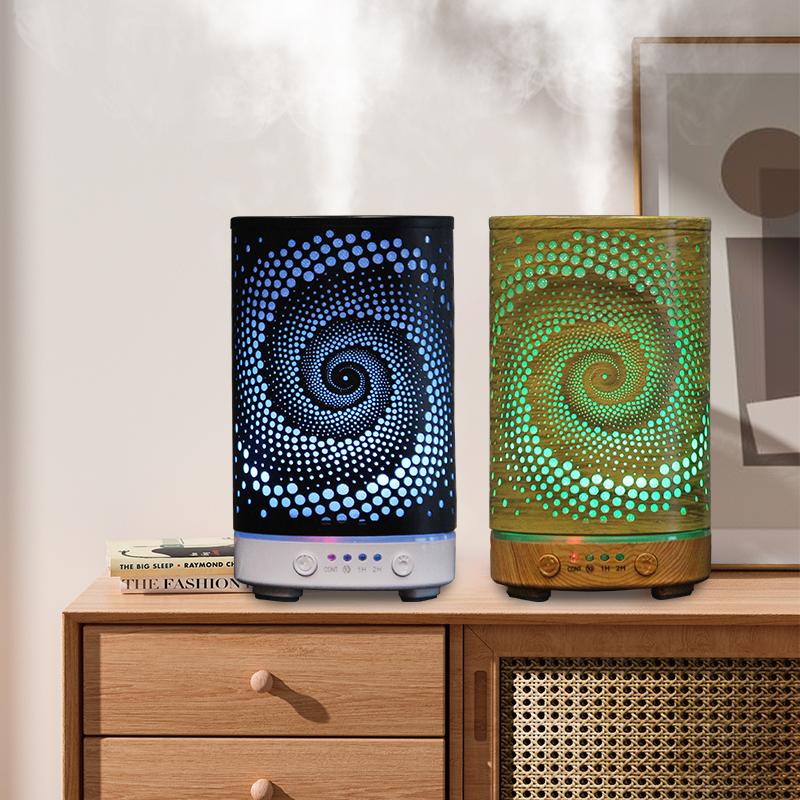 100ml Ultrasonic Cool Mist Humidifier Essential Oil Diffuser Room Moisture Control Auto Shut-Off with LED Night Lights