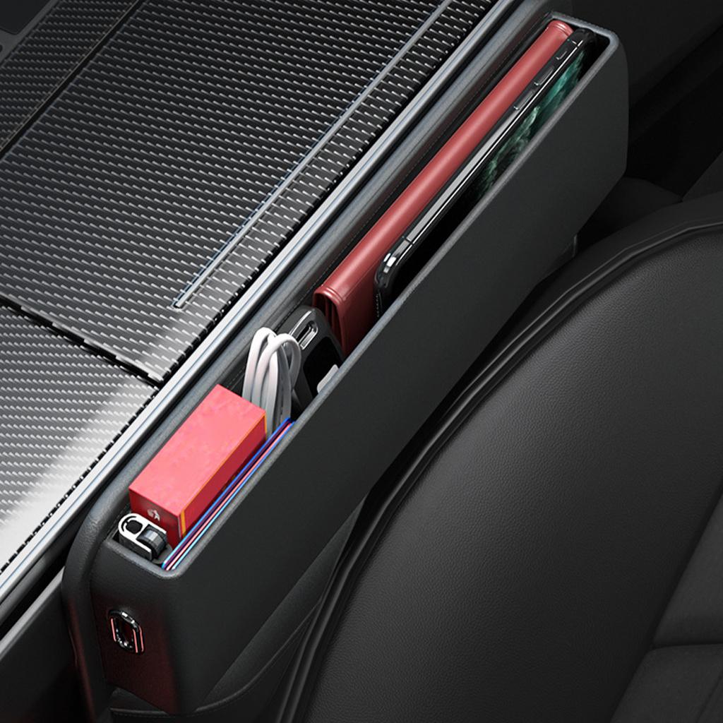 Black Car Seat Side Pocket Organizer Catcher Crevice Gap Filler Storage Box Stow
