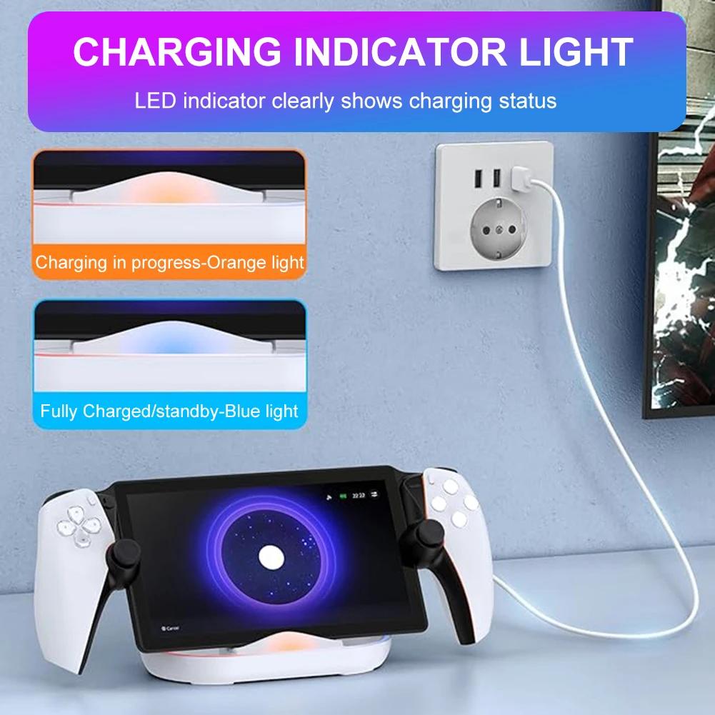 For PS5 Portal Charging Dock Streaming Handheld Type-C Charging Stand with RGB Light Charger Station For Sony Playstation Portal