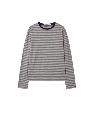 Eieioei Layered Stripe Long Sleeve Melange Gray