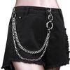 Trouser Chain Double Layer Metal Alloy Pants Chain with Spiked Ring Snap-On Lobster Clasp Punk Hip-Hop Style Pants Accessory