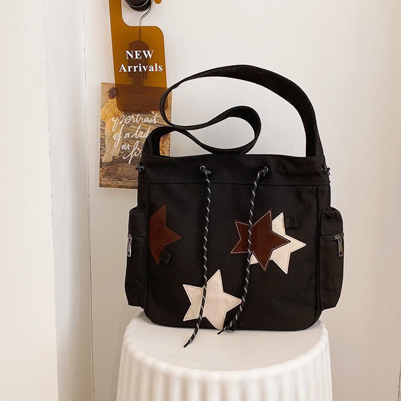 American Retro Star Canvas Backpack - Large Capacity, Stylish & Versatile Shoulder Bag