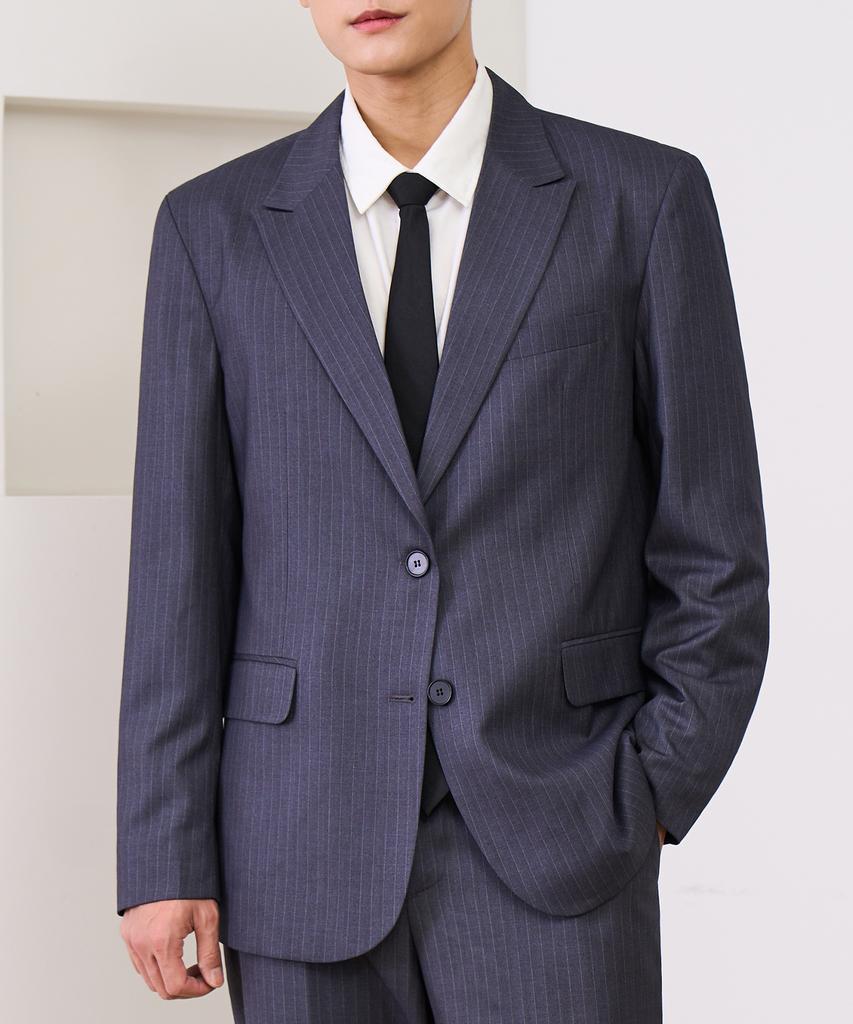 Prairie Striped Single Blazer (Gray)
