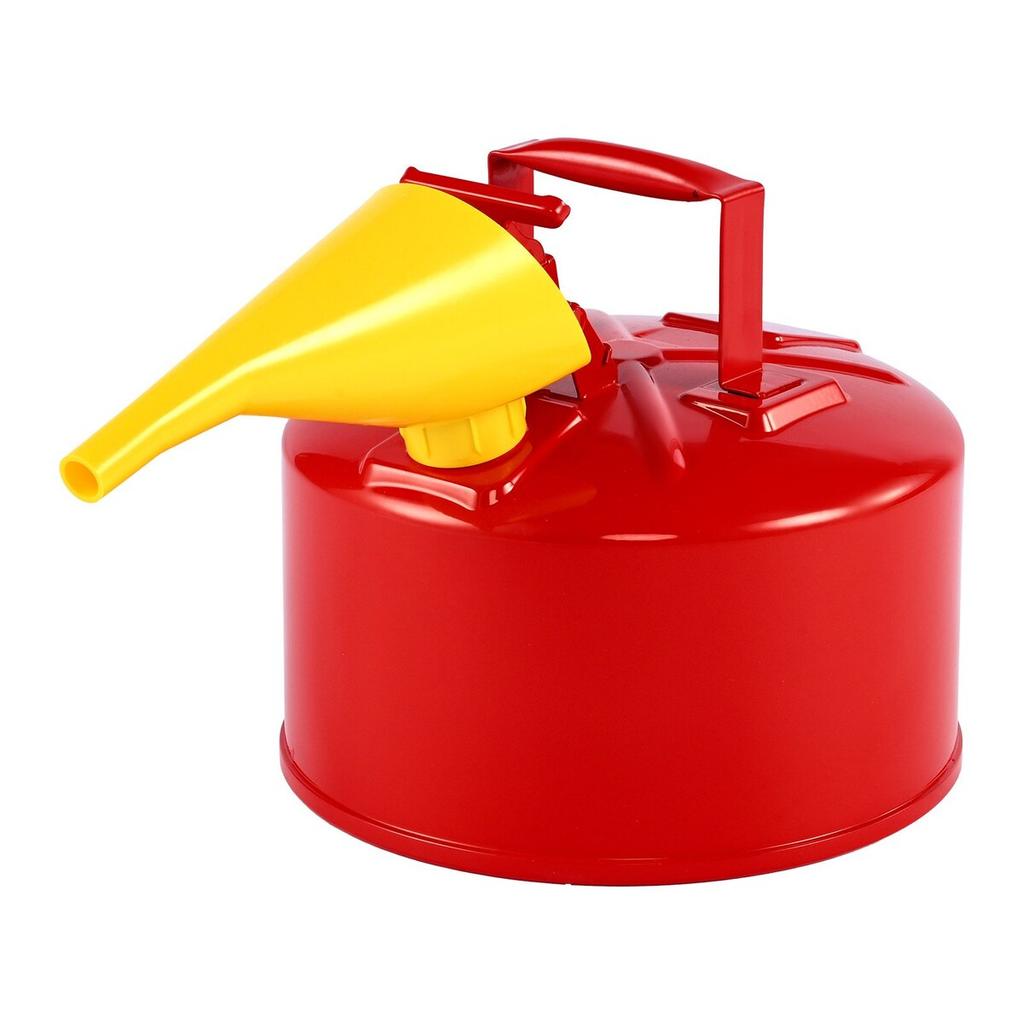 Safety Gas Can, 9.5 L Type I Red Safety Can for Gasoline with Stainless Steel Flame Arrester, Self-Closing Lid, and PE Funnel, Carbon Steel Flammable