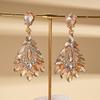 Court Style Diamond-set Hollow Water Drop Silver Needle Earrings Retro Exquisite Earrings