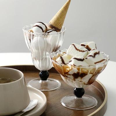 Coppa per gelato in vetro a strisce Coppa alta per liquore, champagne, vino e succo