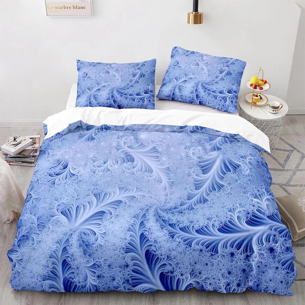 Comforter 3D Snowflake King Queen Romantic Purple Snow Landscape Bedding Set For Kids Teens Adults Christmas Soft